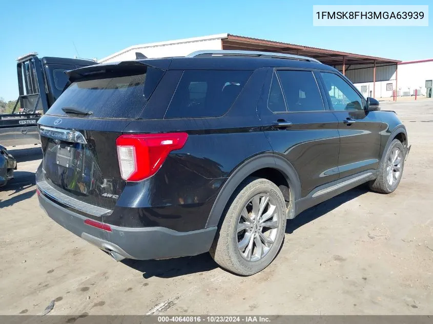 2021 Ford Explorer Limited VIN: 1FMSK8FH3MGA63939 Lot: 40640816