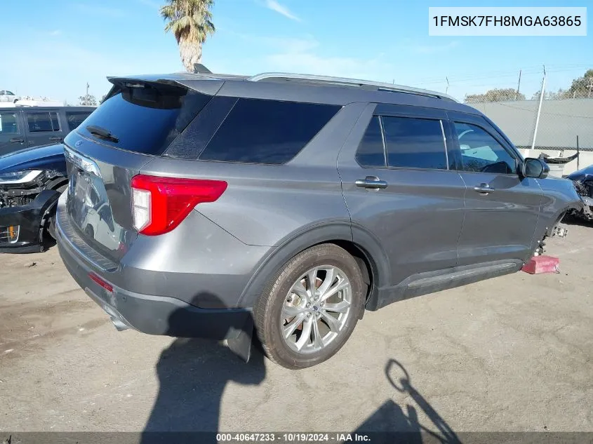 2021 Ford Explorer Limited VIN: 1FMSK7FH8MGA63865 Lot: 40647233