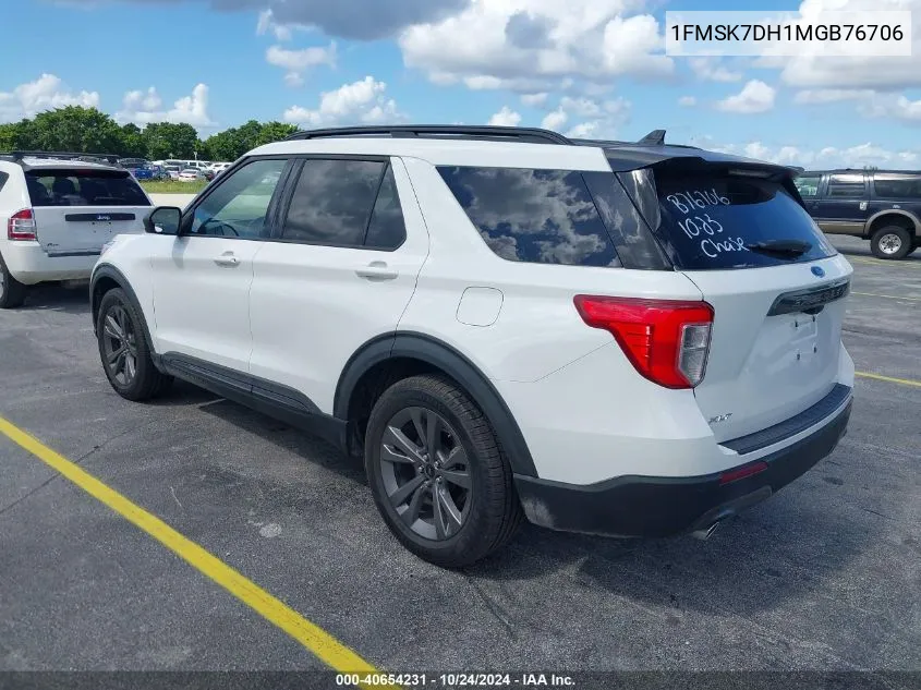 2021 Ford Explorer Xlt VIN: 1FMSK7DH1MGB76706 Lot: 40654231