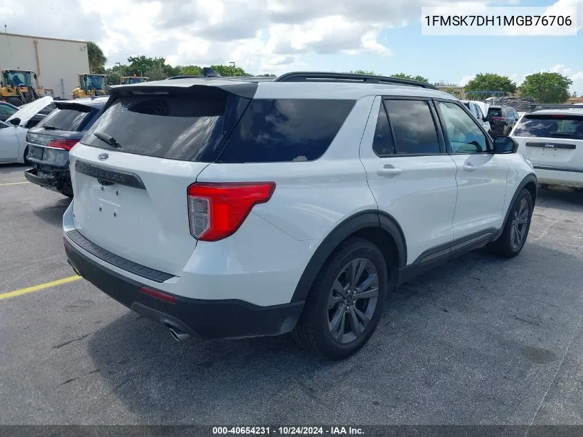 2021 Ford Explorer Xlt VIN: 1FMSK7DH1MGB76706 Lot: 40654231