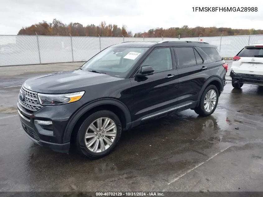 2021 Ford Explorer Limited VIN: 1FMSK8FH6MGA28988 Lot: 40702129