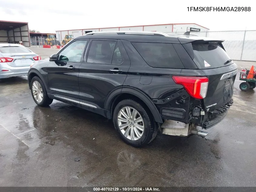 2021 Ford Explorer Limited VIN: 1FMSK8FH6MGA28988 Lot: 40702129