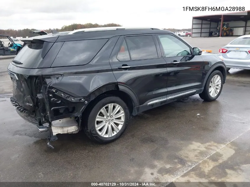 2021 Ford Explorer Limited VIN: 1FMSK8FH6MGA28988 Lot: 40702129