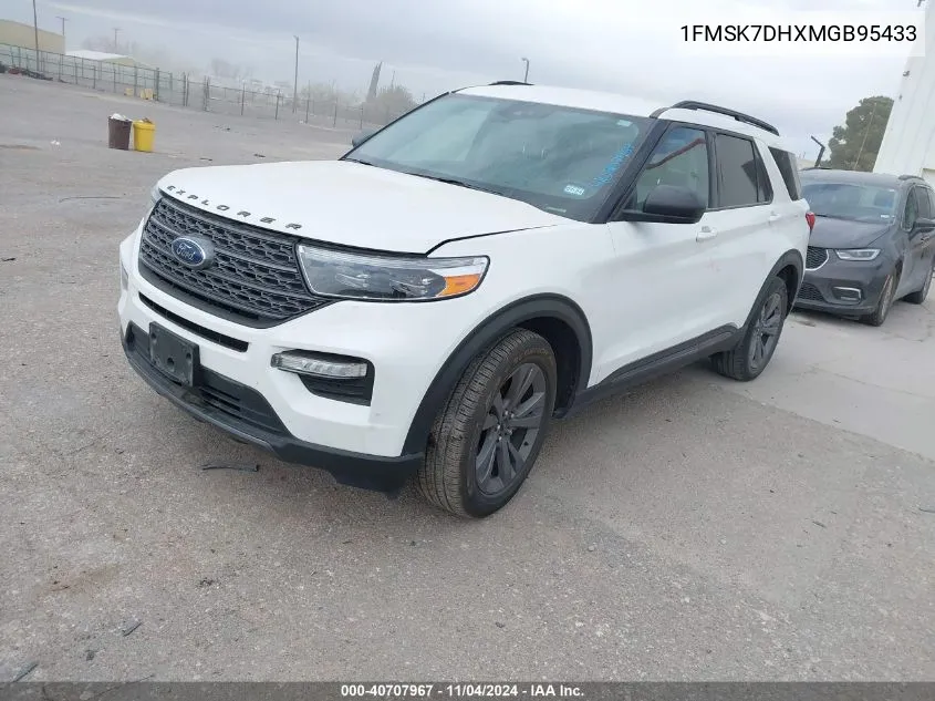 2021 Ford Explorer Xlt VIN: 1FMSK7DHXMGB95433 Lot: 40707967