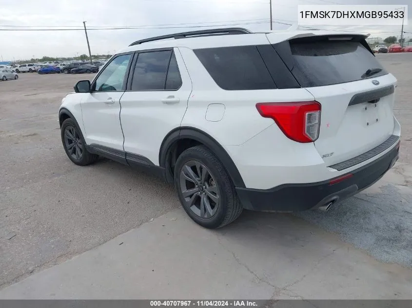 2021 Ford Explorer Xlt VIN: 1FMSK7DHXMGB95433 Lot: 40707967