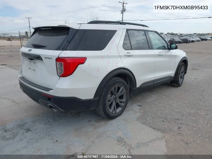 2021 Ford Explorer Xlt VIN: 1FMSK7DHXMGB95433 Lot: 40707967