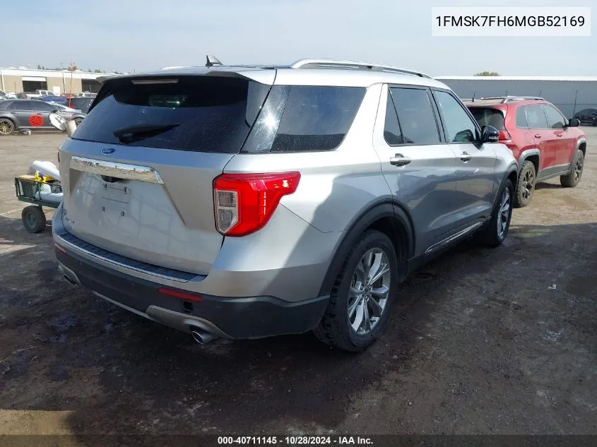 2021 Ford Explorer Limited VIN: 1FMSK7FH6MGB52169 Lot: 40711145