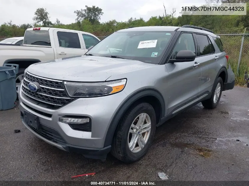 2021 Ford Explorer Xlt VIN: 1FMSK7DH7MGC44328 Lot: 40734771