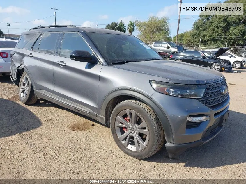 2021 Ford Explorer Xlt VIN: 1FMSK7DH0MGB43793 Lot: 40744194