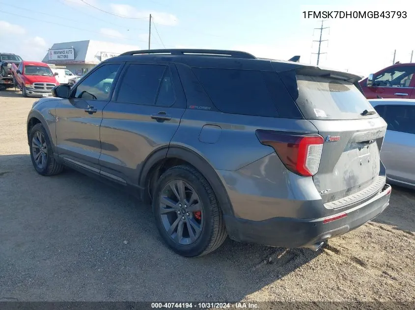 2021 Ford Explorer Xlt VIN: 1FMSK7DH0MGB43793 Lot: 40744194