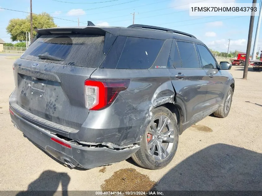 2021 Ford Explorer Xlt VIN: 1FMSK7DH0MGB43793 Lot: 40744194