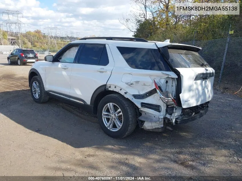 2021 Ford Explorer Xlt VIN: 1FMSK8DH2MGA55138 Lot: 40760097