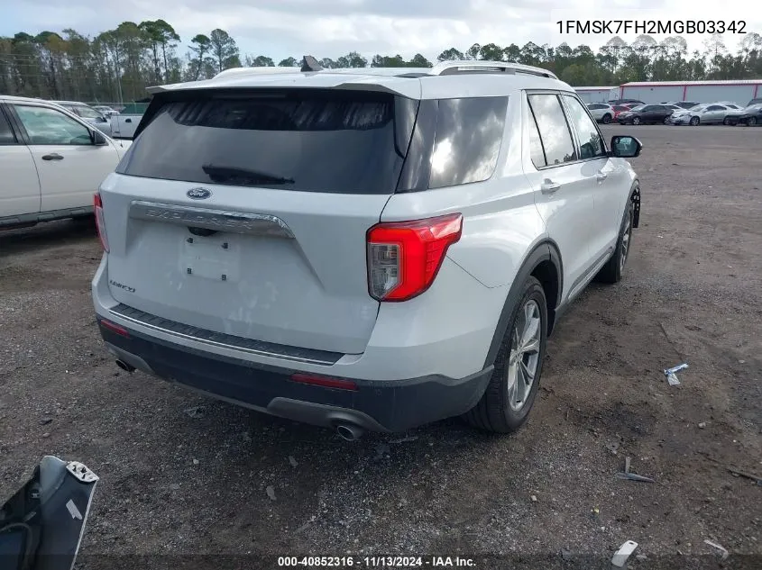 2021 Ford Explorer Limited VIN: 1FMSK7FH2MGB03342 Lot: 40852316