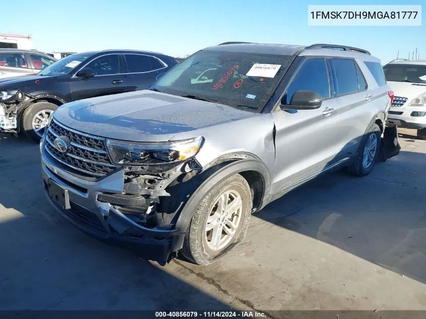 2021 Ford Explorer Xlt VIN: 1FMSK7DH9MGA81777 Lot: 40856079