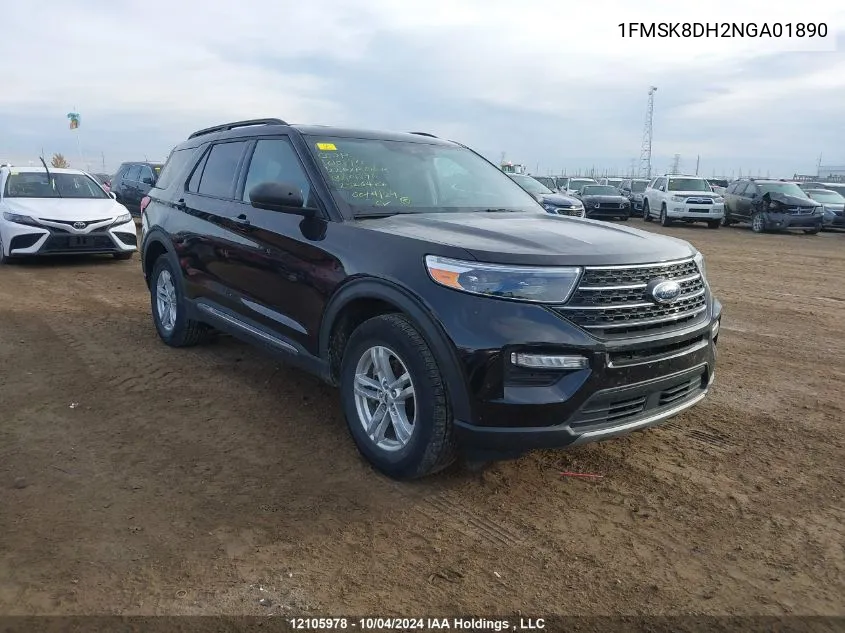 2022 Ford Explorer Xlt VIN: 1FMSK8DH2NGA01890 Lot: 12105978