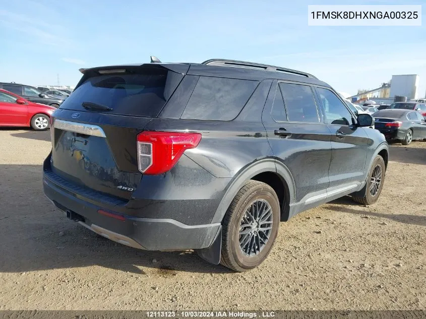 2022 Ford Explorer Xlt VIN: 1FMSK8DHXNGA00325 Lot: 12113123