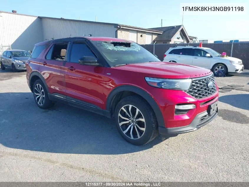 2022 Ford Explorer VIN: 1FMSK8KH3NGB91198 Lot: 12115377