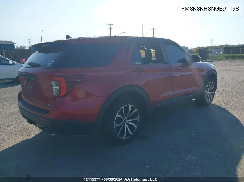 2022 Ford Explorer VIN: 1FMSK8KH3NGB91198 Lot: 12115377