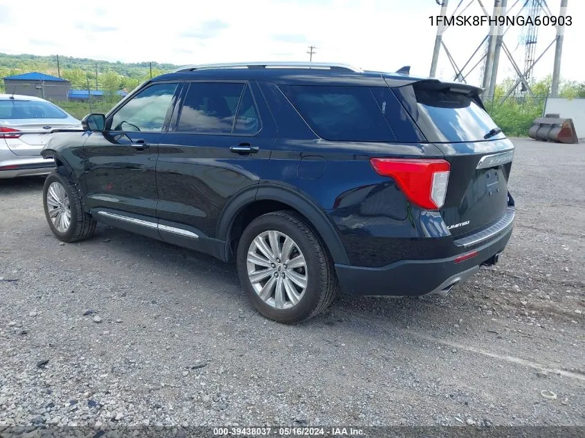 2022 Ford Explorer Limited VIN: 1FMSK8FH9NGA60903 Lot: 39438037