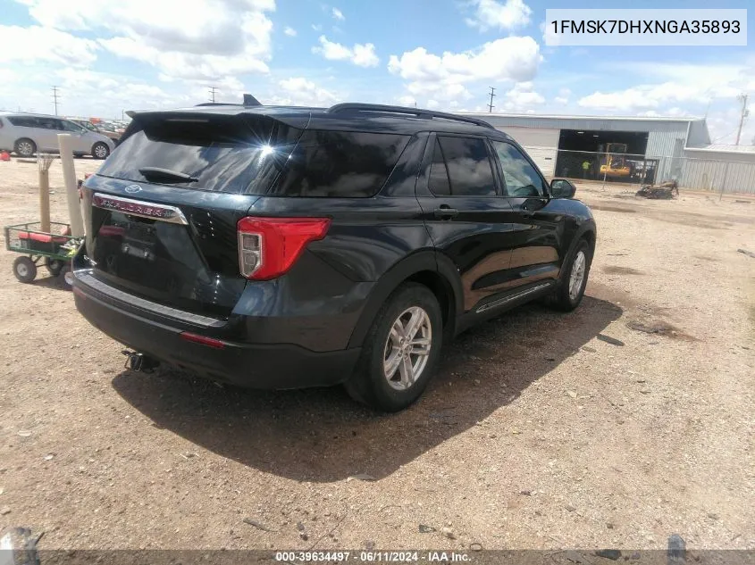 2022 Ford Explorer Xlt VIN: 1FMSK7DHXNGA35893 Lot: 39634497