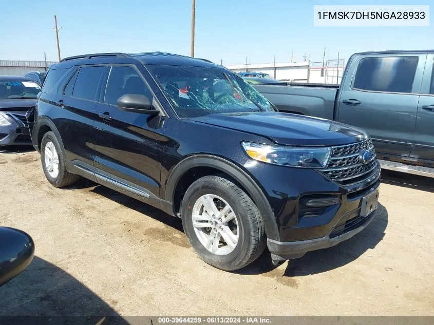 2022 Ford Explorer Xlt VIN: 1FMSK7DH5NGA28933 Lot: 39644259