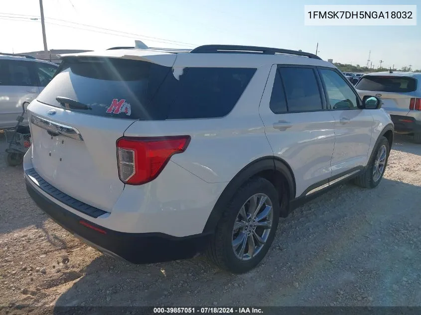 2022 Ford Explorer Xlt VIN: 1FMSK7DH5NGA18032 Lot: 39857051