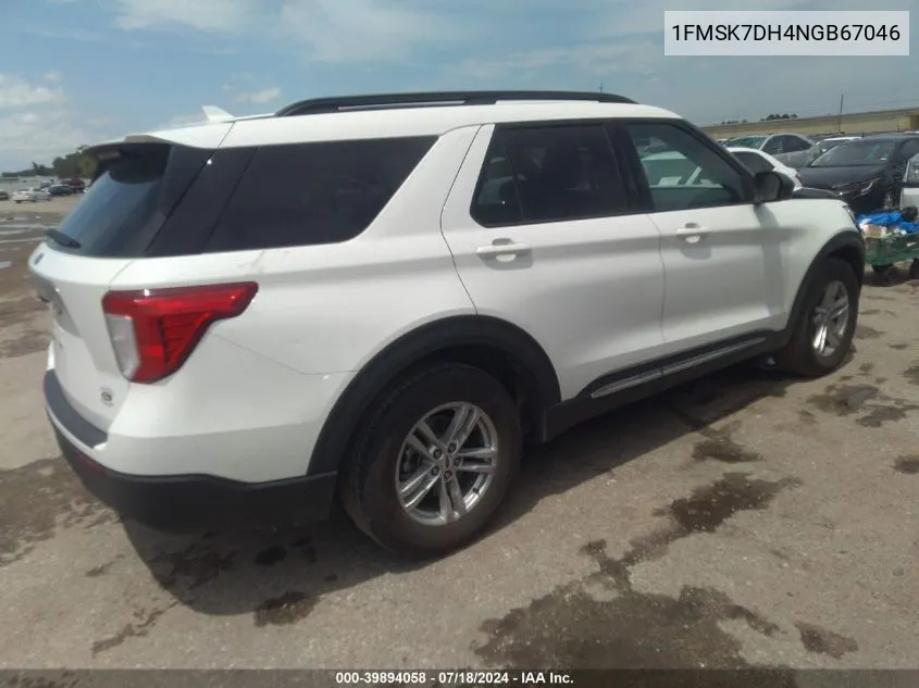 2022 Ford Explorer Xlt VIN: 1FMSK7DH4NGB67046 Lot: 39894058