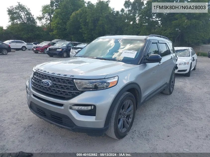 2022 Ford Explorer Xlt VIN: 1FMSK8DH7NGA28003 Lot: 40102662