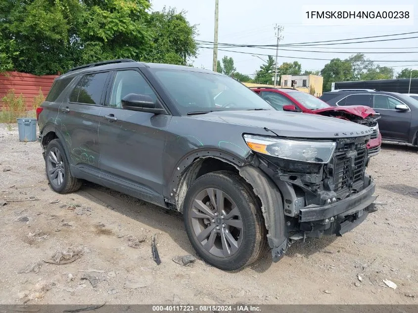 2022 Ford Explorer Xlt VIN: 1FMSK8DH4NGA00238 Lot: 40117223