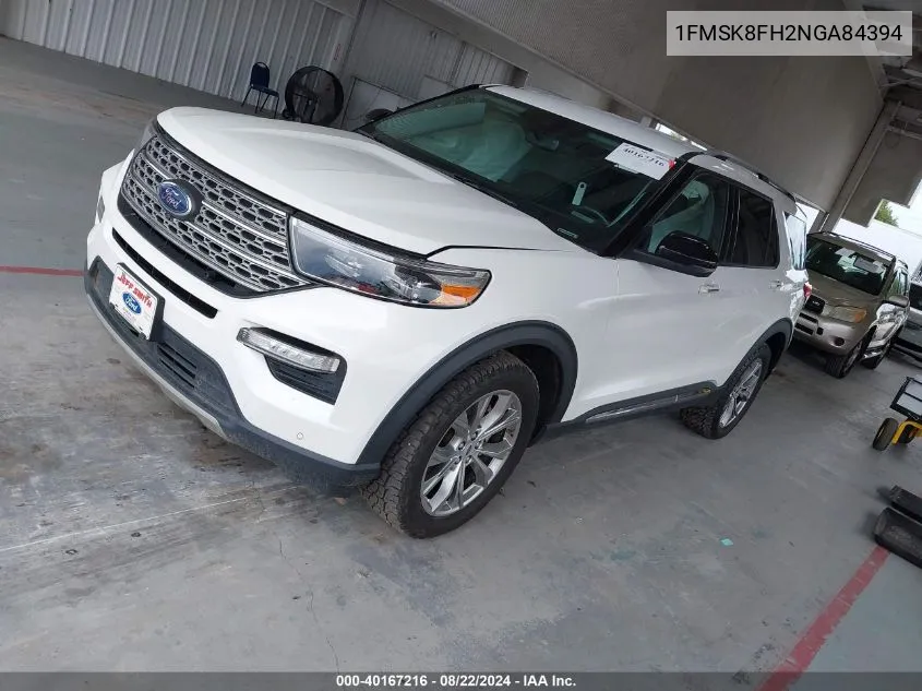 2022 Ford Explorer Limited VIN: 1FMSK8FH2NGA84394 Lot: 40167216