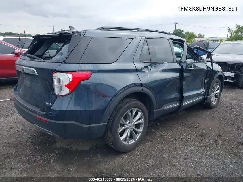 2022 Ford Explorer Xlt VIN: 1FMSK8DH9NGB31391 Lot: 40213669