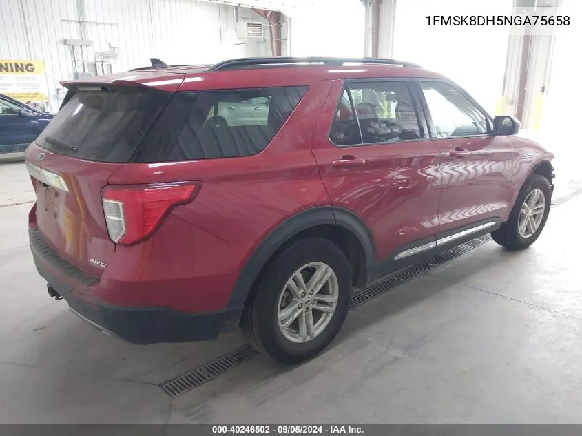 2022 Ford Explorer Xlt VIN: 1FMSK8DH5NGA75658 Lot: 40246502