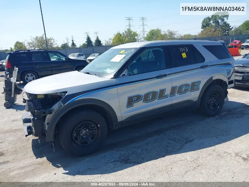 2022 Ford Police Interceptor Utility VIN: 1FM5K8AW8NNA03462 Lot: 40287653