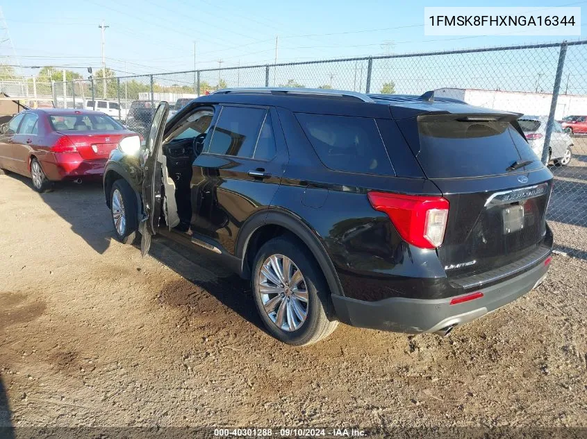 2022 Ford Explorer Limited VIN: 1FMSK8FHXNGA16344 Lot: 40301288