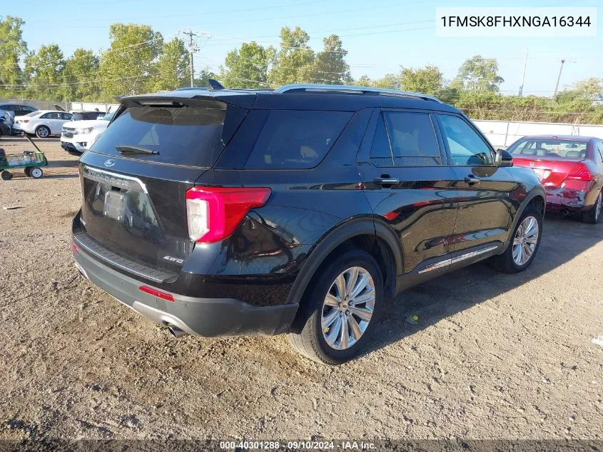 2022 Ford Explorer Limited VIN: 1FMSK8FHXNGA16344 Lot: 40517816