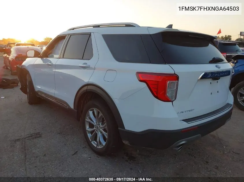 2022 Ford Explorer Limited VIN: 1FMSK7FHXNGA64503 Lot: 40372635