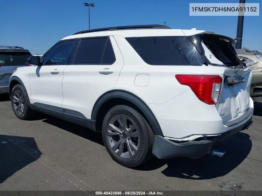 2022 Ford Explorer Xlt VIN: 1FMSK7DH6NGA91152 Lot: 40423698