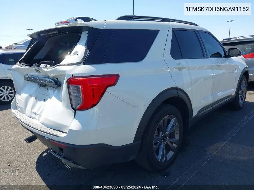 2022 Ford Explorer Xlt VIN: 1FMSK7DH6NGA91152 Lot: 40423698