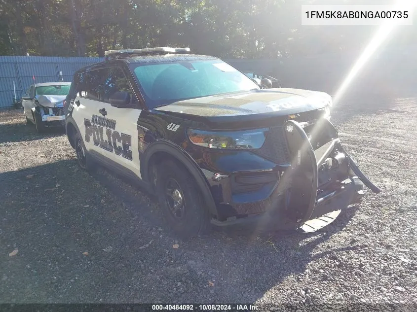 2022 Ford Police Interceptor Utility VIN: 1FM5K8AB0NGA00735 Lot: 40484092