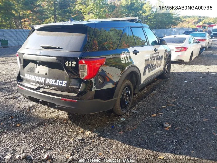 2022 Ford Police Interceptor Utility VIN: 1FM5K8AB0NGA00735 Lot: 40484092