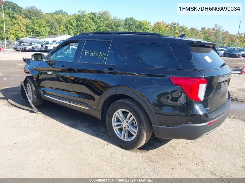 2022 Ford Explorer Xlt VIN: 1FMSK7DH6NGA90034 Lot: 40503784