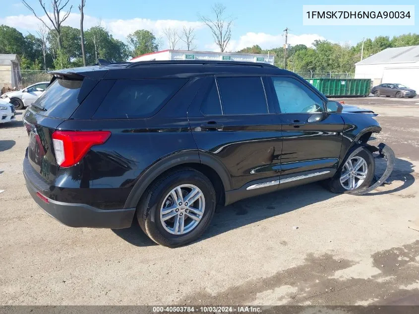 2022 Ford Explorer Xlt VIN: 1FMSK7DH6NGA90034 Lot: 40503784