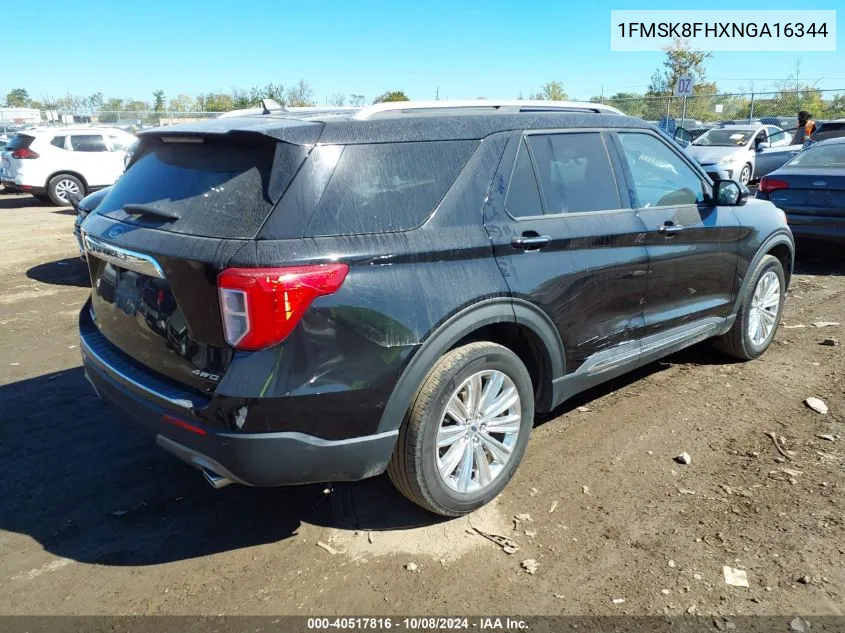 2022 Ford Explorer Limited VIN: 1FMSK8FHXNGA16344 Lot: 40517816