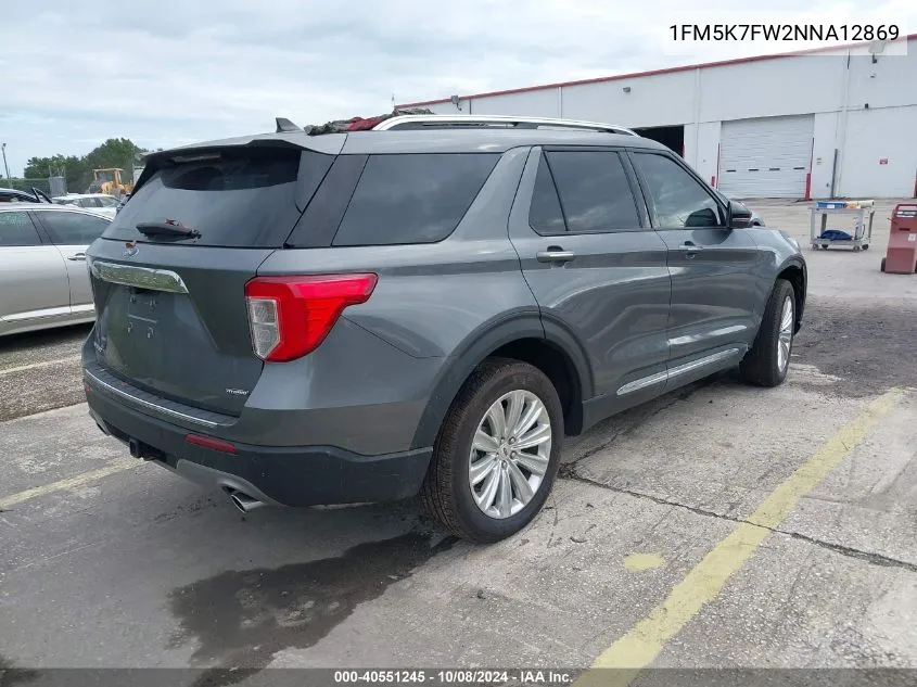 2022 Ford Explorer Limited VIN: 1FM5K7FW2NNA12869 Lot: 40551245