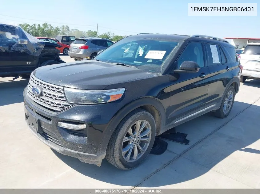 2022 Ford Explorer Limited VIN: 1FMSK7FH5NGB06401 Lot: 40575176