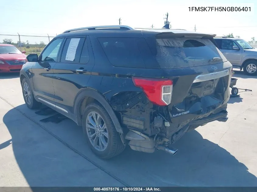 2022 Ford Explorer Limited VIN: 1FMSK7FH5NGB06401 Lot: 40575176