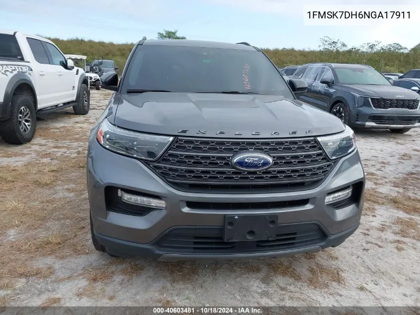 2022 Ford Explorer Xlt VIN: 1FMSK7DH6NGA17911 Lot: 40603481