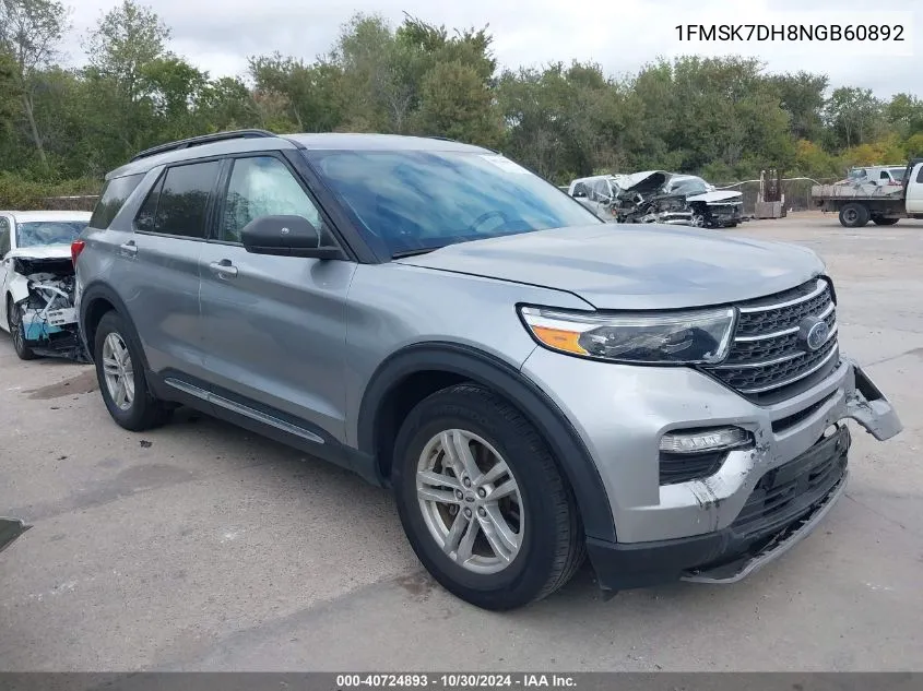 2022 Ford Explorer Xlt VIN: 1FMSK7DH8NGB60892 Lot: 40724893