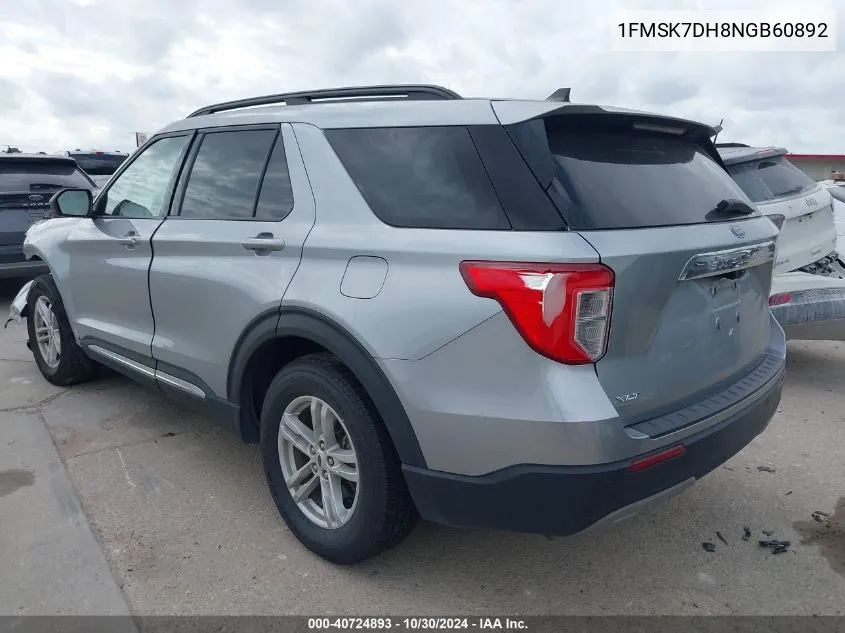 2022 Ford Explorer Xlt VIN: 1FMSK7DH8NGB60892 Lot: 40724893