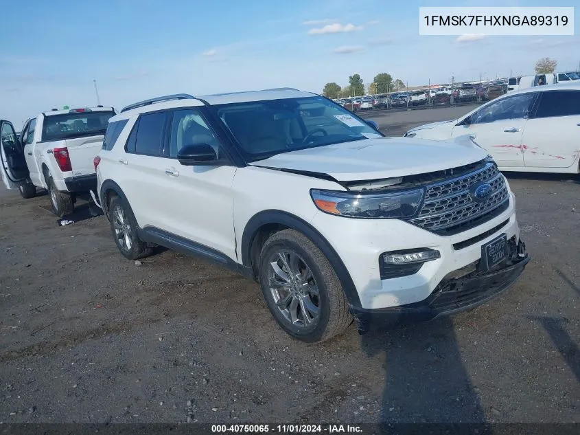 2022 Ford Explorer Limited VIN: 1FMSK7FHXNGA89319 Lot: 40750065